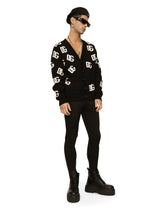 Wool inlay cardigan with DG Monogram detail -  | Dolce & Gabbana
