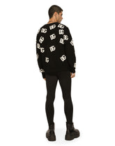 Wool inlay cardigan with DG Monogram detail -  | Dolce & Gabbana