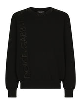 Technical wool round-neck sweater with embroidery -  | Dolce & Gabbana