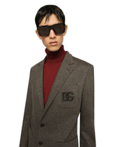 High-neck wool sweater with logo plaque -  | Dolce &amp; Gabbana