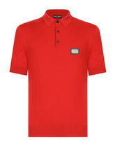 Wool polo-shirt with branded tag -  | Dolce &amp; Gabbana