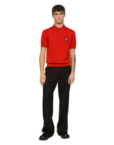 Wool polo-shirt with branded tag -  | Dolce &amp; Gabbana