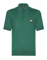 Wool polo-shirt with branded tag -  | Dolce &amp; Gabbana