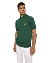 Wool polo-shirt with branded tag -  | Dolce &amp; Gabbana