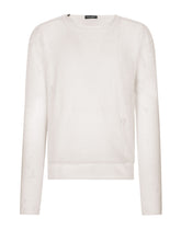 Round-neck technical linen sweater with rips -  | Dolce & Gabbana