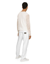 Round-neck technical linen sweater with rips -  | Dolce & Gabbana