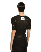 Round-neck technical linen sweater with rips -  | Dolce & Gabbana
