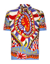 3D silk jacquard polo-shirt with carretto print -  | Dolce & Gabbana