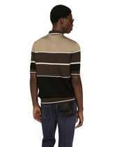 Striped silk polo-shirt with DG embroidery -  | Dolce &amp; Gabbana