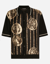 Coin print polo shirt with panel -  | Dolce &amp; Gabbana