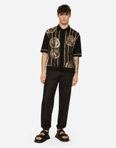 Coin print polo shirt with panel -  | Dolce &amp; Gabbana