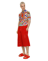 Mesh-look cotton knit jogging shorts -  | Dolce &amp; Gabbana