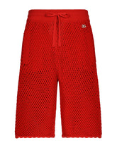 Mesh-look cotton knit jogging shorts -  | Dolce &amp; Gabbana