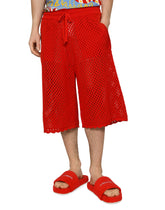 Mesh-look cotton knit jogging shorts -  | Dolce &amp; Gabbana