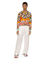 Silk jacquard shirt with 3D carretto print -  | Dolce & Gabbana