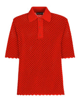 Mesh-look cotton polo-shirt with logo -  | Dolce &amp; Gabbana