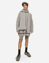 Technical wool round-neck sweater with logo tag -  | Dolce & Gabbana