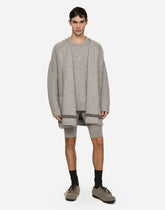 Technical wool round-neck sweater with logo tag -  | Dolce & Gabbana