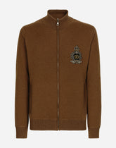 Zip-up sweatshirt with wool and cashmere knit patch DG -  | Dolce &amp; Gabbana