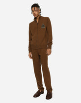 Zip-up sweatshirt with wool and cashmere knit patch DG -  | Dolce &amp; Gabbana