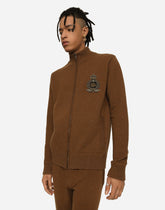 Zip-up sweatshirt with wool and cashmere knit patch DG -  | Dolce &amp; Gabbana
