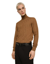 Silk jacquard turtleneck sweater with DG logo -  | Dolce &amp; Gabbana