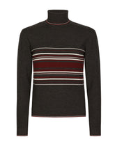 Wool turtle-neck sweater with contrasting stripes -  | Dolce &amp; Gabbana