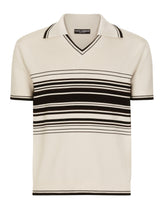 Wool polo-shirt with contrasting stripes -  | Dolce & Gabbana