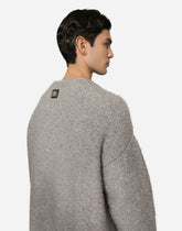 Technical wool cardigan with logo tag -  | Dolce &amp; Gabbana