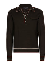 Wool polo-shirt with contrasting stripes -  | Dolce & Gabbana
