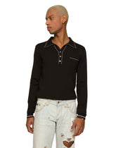 Wool polo-shirt with contrasting stripes -  | Dolce & Gabbana
