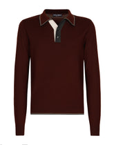 Wool polo-shirt with contrasting details -  | Dolce &amp; Gabbana