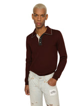 Wool polo-shirt with contrasting details -  | Dolce &amp; Gabbana