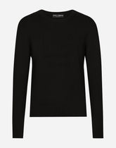 Wool round-neck sweater with DG logo -  | Dolce &amp; Gabbana