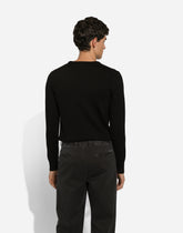 Wool round-neck sweater with DG logo -  | Dolce &amp; Gabbana