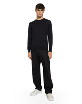 Silk round-neck sweater with all-over DG inlay -  | Dolce &amp; Gabbana
