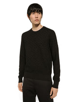 Silk round-neck sweater with all-over DG logo -  | Dolce &amp; Gabbana