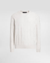 Crewneck silk sweater with allover DG logo embroidery -  | Dolce &amp; Gabbana