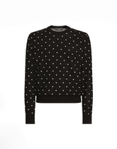 Silk crew neck sweater with jacquard polka dot inlay -  | Dolce &amp; Gabbana