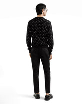 Silk crew neck sweater with jacquard polka dot inlay -  | Dolce &amp; Gabbana