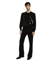 Round-neck wool and silk sweater with sequins -  | Dolce & Gabbana