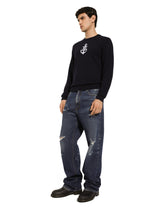 Round-neck virgin wool sweater with Marina embroidery -  | Dolce & Gabbana