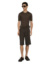 Linen round-neck sweater with branded tag -  | Dolce &amp; Gabbana