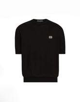 Cotton round-neck sweater with tag -  | Dolce &amp; Gabbana