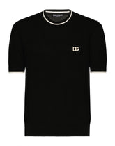 Round-neck cotton sweater with DG logo -  | Dolce & Gabbana