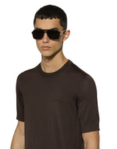Round-neck silk sweater with Dolce&amp;Gabbana logo -  | Dolce &amp; Gabbana