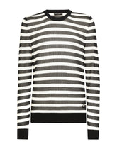 Striped-print round-neck cotton sweater -  | Dolce & Gabbana