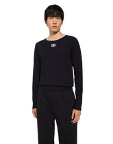 Round-neck virgin wool sweater with DG logo -  | Dolce & Gabbana
