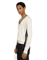Silk V-neck sweater with DG embroidery -  | Dolce &amp; Gabbana
