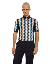 Short-sleeved polo-shirt with zig-zag inlay -  | Dolce &amp; Gabbana